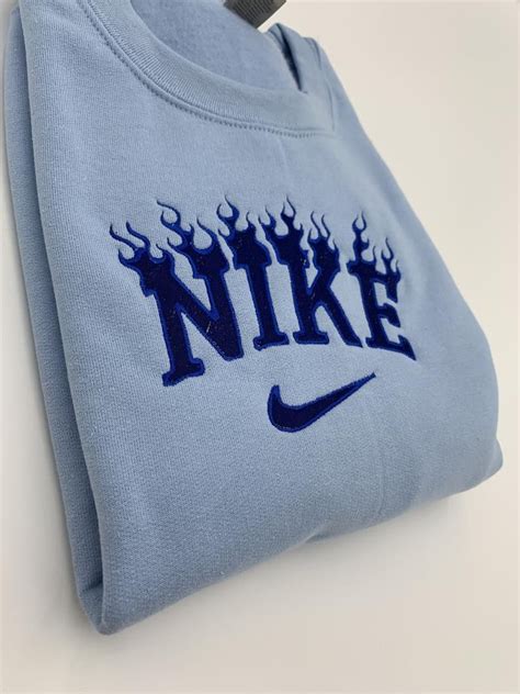 Custom Embroidered Crewneck Custom Flame Embroidered Logo Etsy In