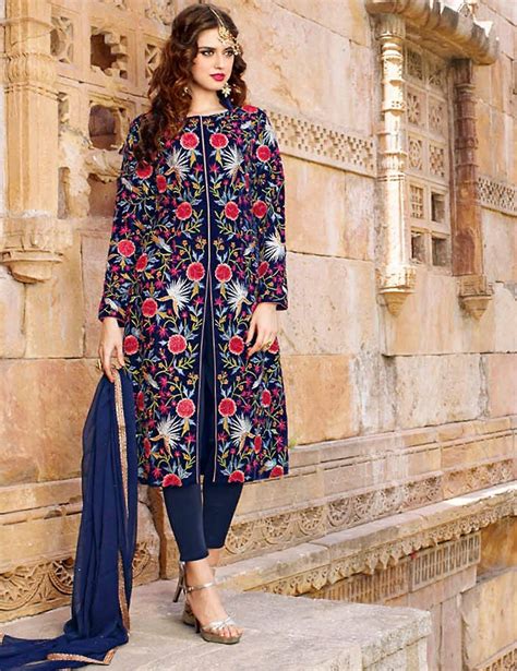 Blue Floral Punjabi Suit