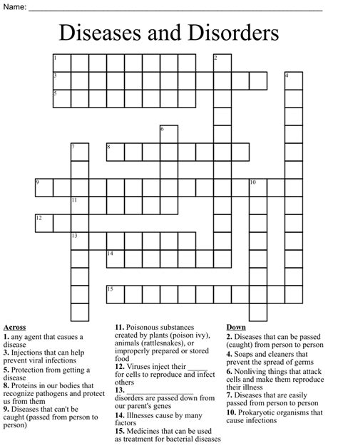 Disease Crossword Puzzle Clue Captions Todays