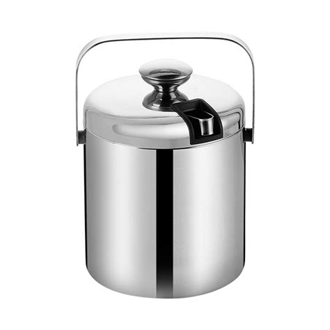 Stainless Steel Ice Bucket With Tote Lid Double Wall Ice Bucket