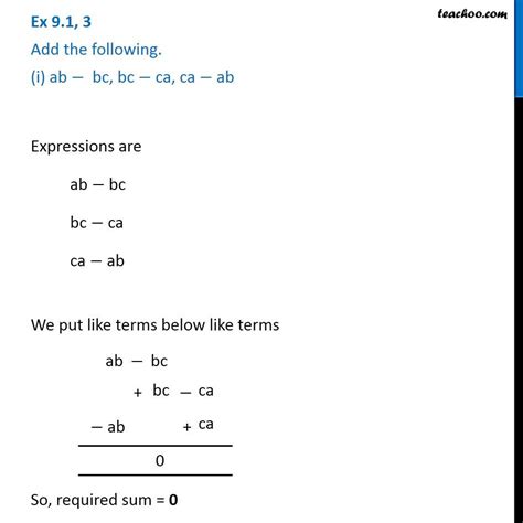 ex 9 1 3 add the following i ab − bc bc − ca ca − ab [class 8]