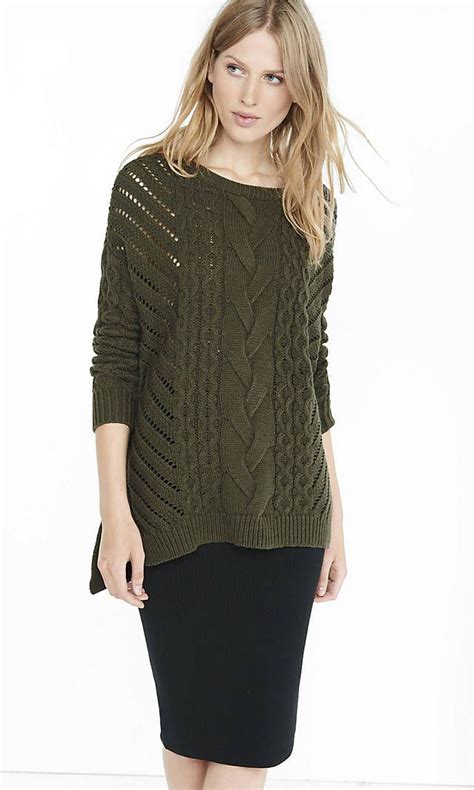 Oversized Open Cable Knit Tunic Sweater From Express Knit Tunic
