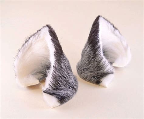 Silver Gray Fox Ears Fur Leather Realistic Cosplay Kitten Pet Etsy