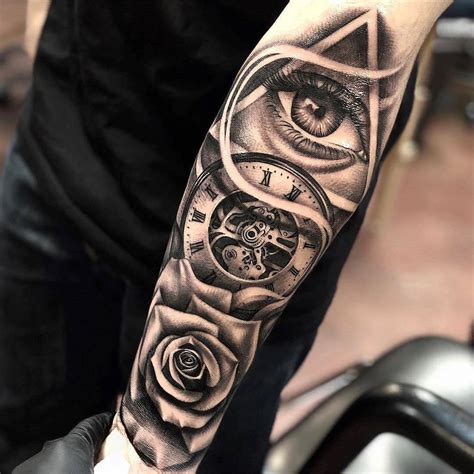 The hand on the clock may depict a time or birth or other meaningful event. Eye Clock Rose Tattoo Design - Best Tattoo Ideas