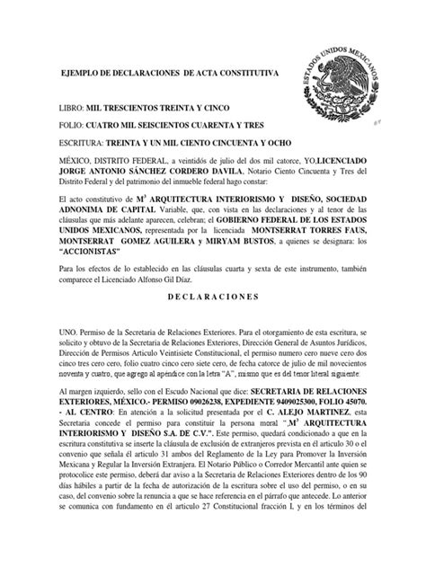 Acta Constitutiva M3 México Gobierno