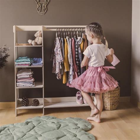 Children Wardrobe Wood Clothing Rack Wood Clothes Rack A Etsy Dress