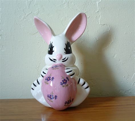 Vintage Bunny Rabbit Coin Bank Ceramic Piggy By Thefrabjousday