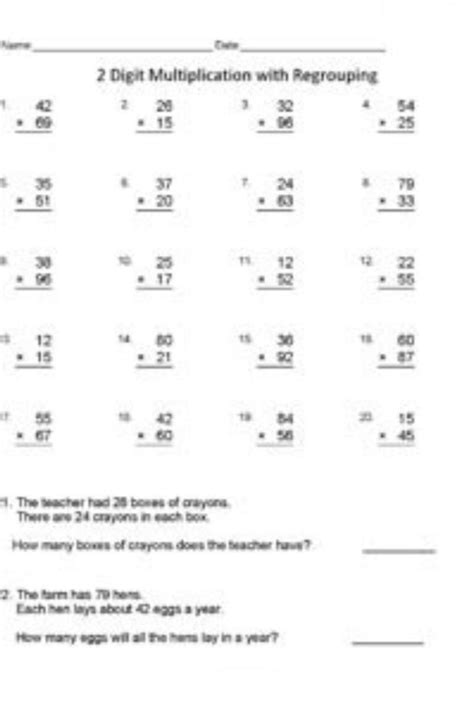 Multiplication With Regrouping Common Core Worksheets