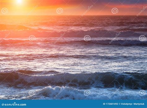 Amazing Romantic Seascape Of Ocean Coastline At Sunset Landscape Of