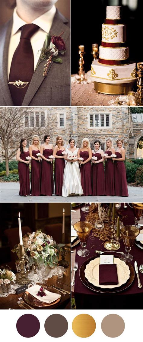 Six Beautiful Burgundy Wedding Colors In Shades Of Gold Burgundy