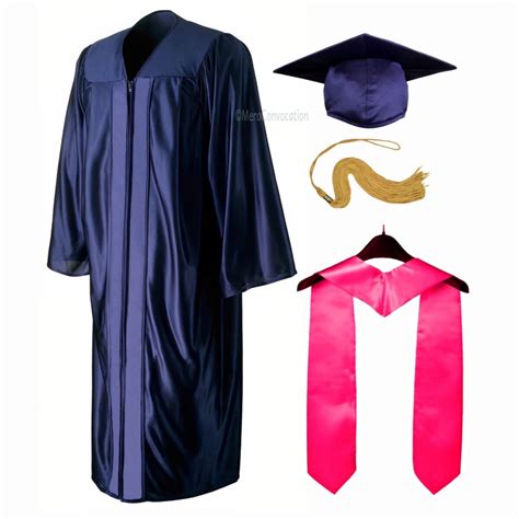 Navy Blue Shiny High School Graduation Gown And Cap Mera Convocation
