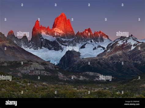 Mount Fitz Roy Alpenglow First Rays Of Sunrise Los Glaciares