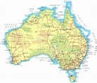 Large physical map of Australia with roads and cities | Vidiani.com ...