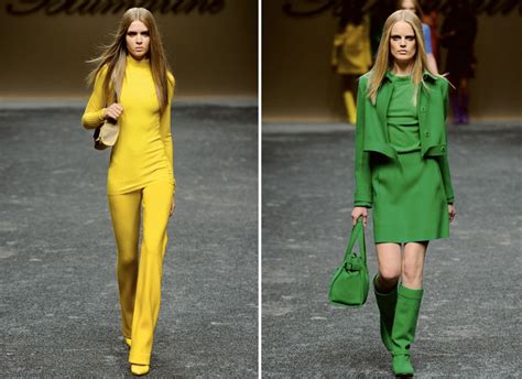 Yellow And Green Runway Fashion High Fashion Fashion Outfits Autumn