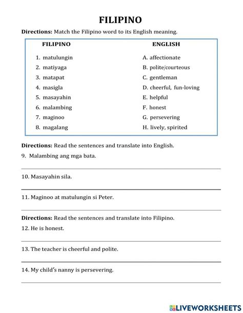 Filipino 3 Interactive Worksheet Live Worksheets