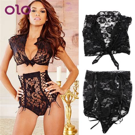 Olo Exotic Apparel Sexy Lingerie Sleepwear Perspective Lace Lingerie Set Sex Costume Shopee