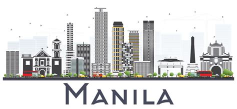 Horizonte De La Ciudad De Manila Filipinas Con Edificios Grises