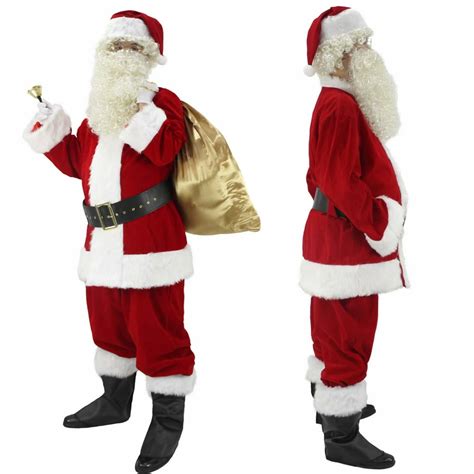 Deluxe Santa Costume For Men Santa Claus Suit 11pcs Adults Christmas