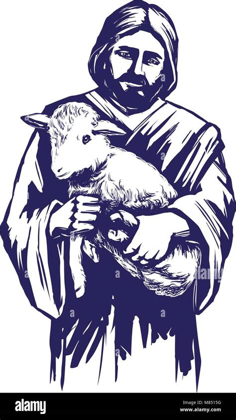 Jesus Christ Son Of God Holding A Lamb In His Hands Symbol Of