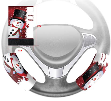 Ykcg Red Christmas Snowman Quotes Winter Snowflakes Steering Wheel