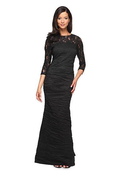 Alex Evenings Three Quarter Sleeve Gown With Sequin Chiffon Lace