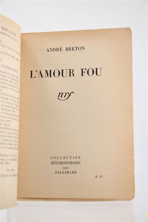 Lamour Fou De Breton André Couverture Souple 1937 Signed By Author