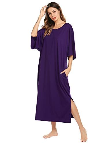 Ekouaer Nightgown Womens Round Neckv Neck Loungewear Oversized Pajama