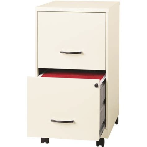 Space Solutions 18in 2 Drawer Mobile Smart Vertical File Cabinet Pearl