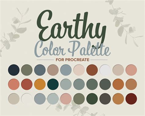 Earthy Color Palette Natural Color Procreate Palette Etsy Uk