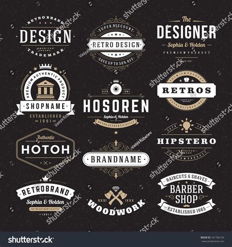 Retro Vintage Insignias Or Logotypes Set Vector Design Elements