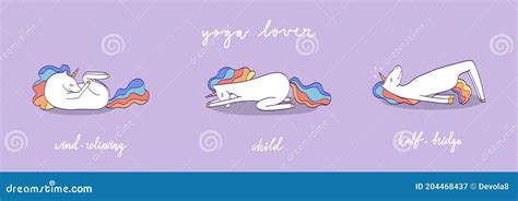 Cute And Funny Rainbow Unicorn In Yoga Pose Stock Vector