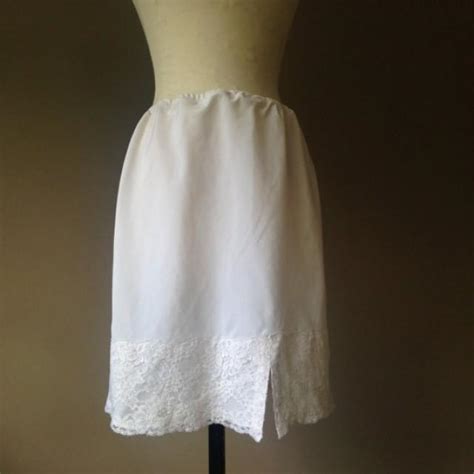 L Half Slip Skirt Extender White Taffeta Nylon And Lace Bridal