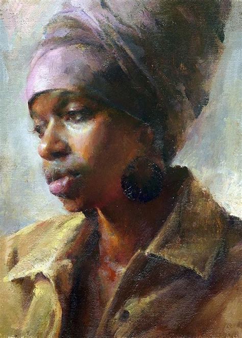 Mary Qian Contemporary Figurative Impressionist Female Head Art