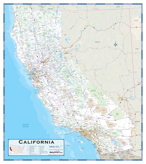 California County Wall Map Maps California Wall Map Printable Maps