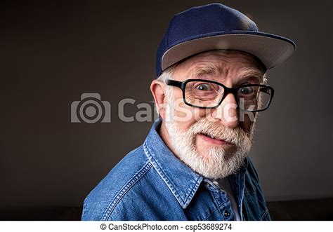 Funny Old Man Demonstrating Disgust Portrait Of Humorous Senior Man