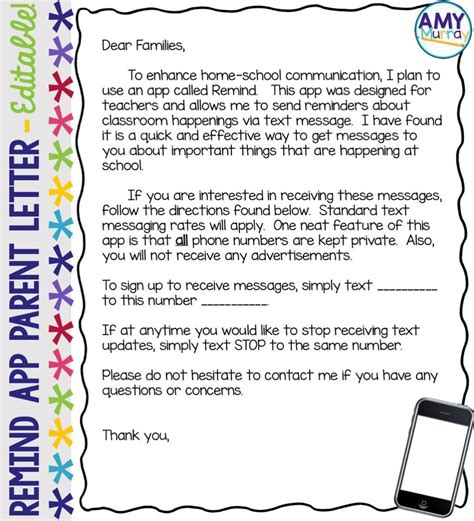 Parent Communication App Editable Letter Template Letter To Parents