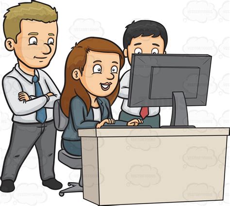A Team Of Workers At The Office Clipart Station