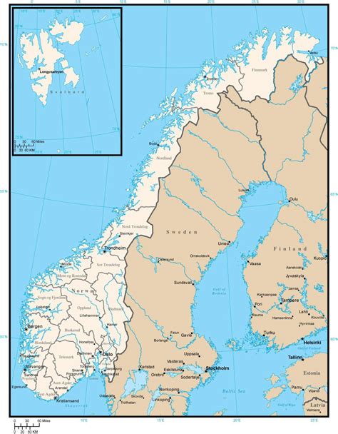 Norway Map With Administrative Areas And Capitals In Adobe Illustrator