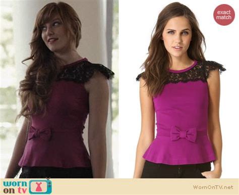 Wornontv Laylas Purple And Black Lace Top With Bow On Nashville Aubrey Peeples Clothes And
