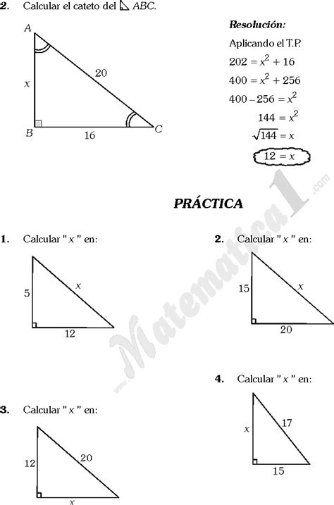 Ejercicios Resueltos Teorema De Pitagoras