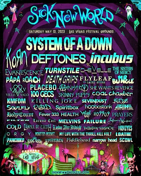 Sick New World Music Festival Poster May 2023 System Of A Down Korn