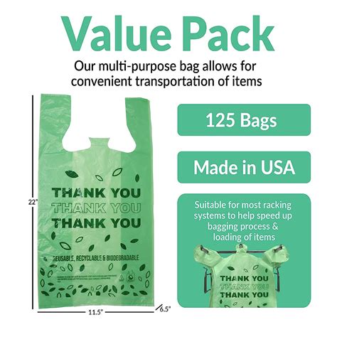 Buy Reli Biodegradable Thank You Bags 125 Count Made In Usa Biodegradable Shopping Bags