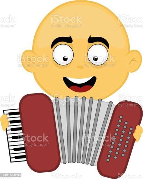 Vector Emoji Character Cartoon Accordion Musical Instrument Stock