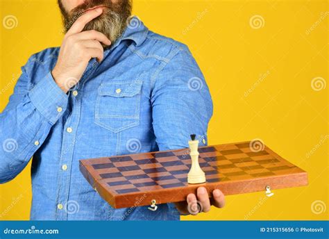 Board Game Level Up Your Iq Bearded Man Hold Chess Board