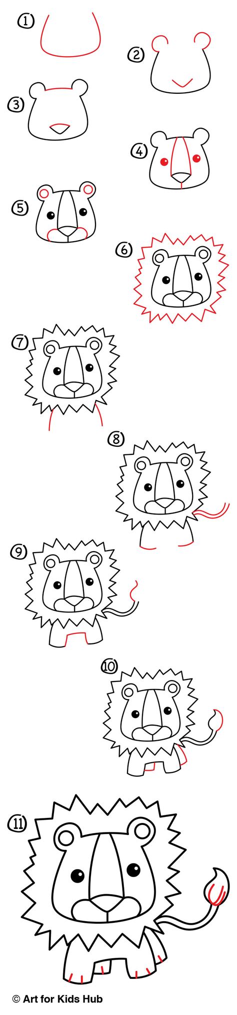 Draw this cute lion by following this drawing lesson. How To Draw A Cartoon Lion - Art For Kids Hub