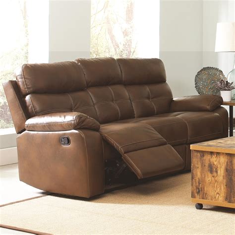 Coaster Damiano Casual Faux Leather Reclining Sofa With Button Tuft