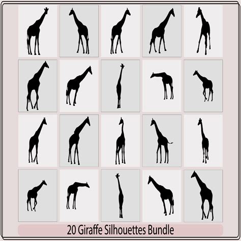 A Giraffe Animal Silhouette Setset Of Fine Giraffe Silhouettes Black