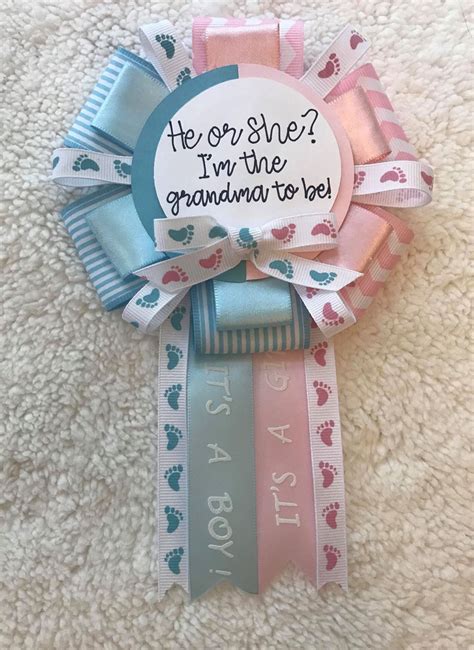 Medium Gender Reveal Ribbon Corsage Grandma To Be Corsage Mommy To