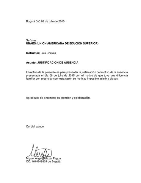 Carta De Excusa Por No Asistir A La Universidad Sample Site D