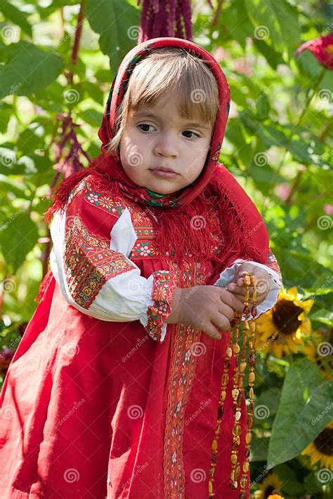 Little Girl In Russian Traditional Dress Stock Photo Image Of